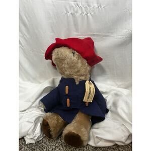 Vintage Paddington Bear Eden Toys 1975, 1981 Red Hat Blue Coat 12”Plush Stuffed.